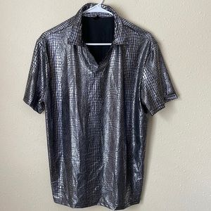 SHEIN Men’s Chrome Metallic Silver T-Shirt (Medium) Renaissance